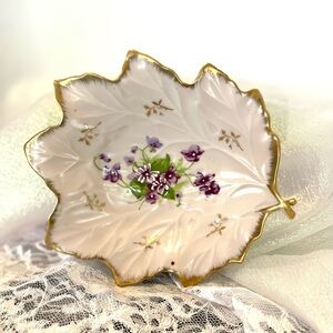 Vintage Lefton Dish, Hand Painted Trinket Dish 1970s